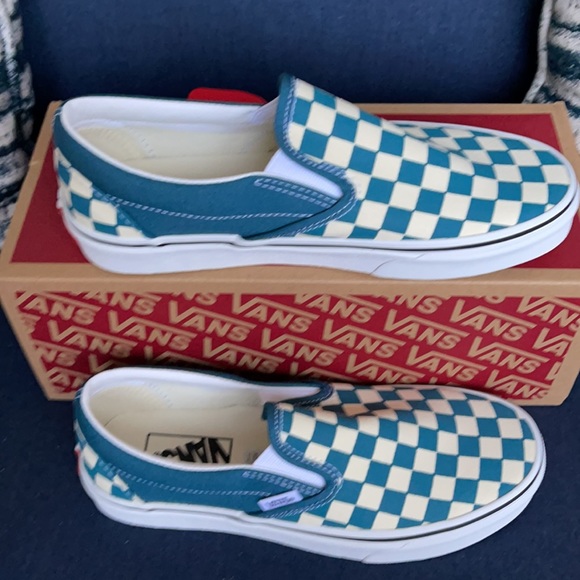 Vans Classic Slip-On Checkerboard Blue Coral/True White WMNS - Picture 2 of 16